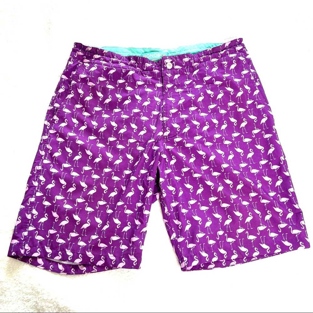 Bonobos Swim Trunks Shorts  9” Inseam Purple Flamingo Size 32